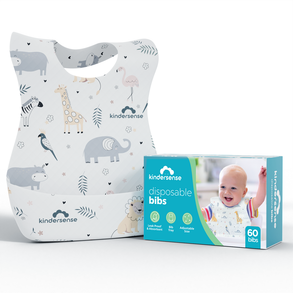 KinderSense® Disposable Baby Bibs - 60 pack