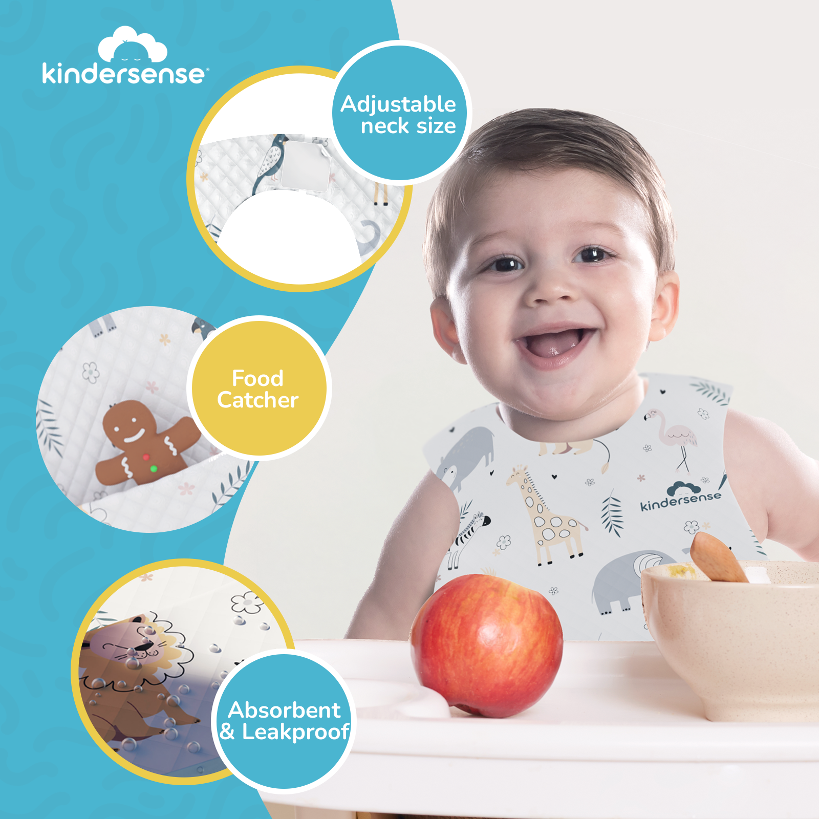 KinderSense Disposable Baby Bibs 60 pack kindersensebaby